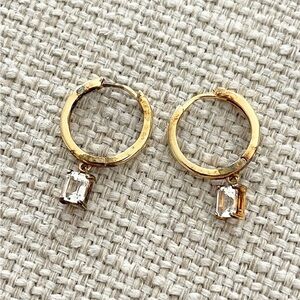 1990s Japanese Crystal Hoops Earrings